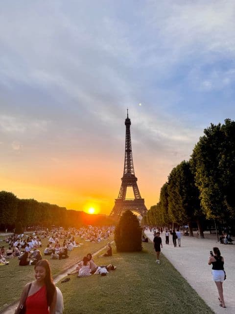 Sunset beside the Eiffel Tower after VivaTech in Paris